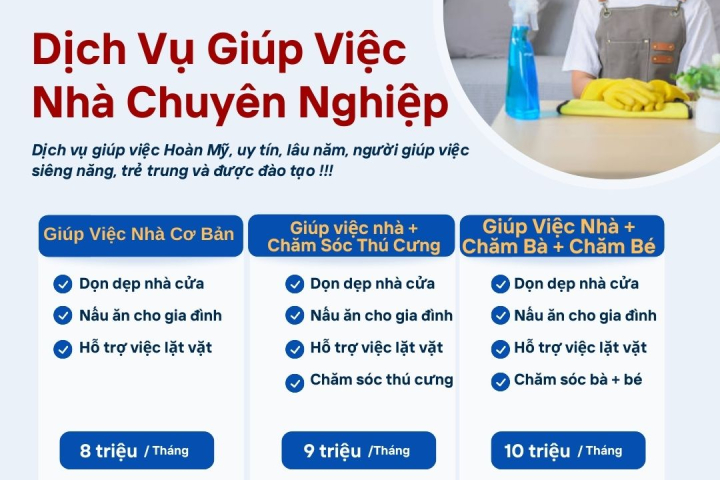 Bảng Báo Giá Dịch Vụ Giúp Việc Nhà Tại Nhà | Hoàn Mỹ